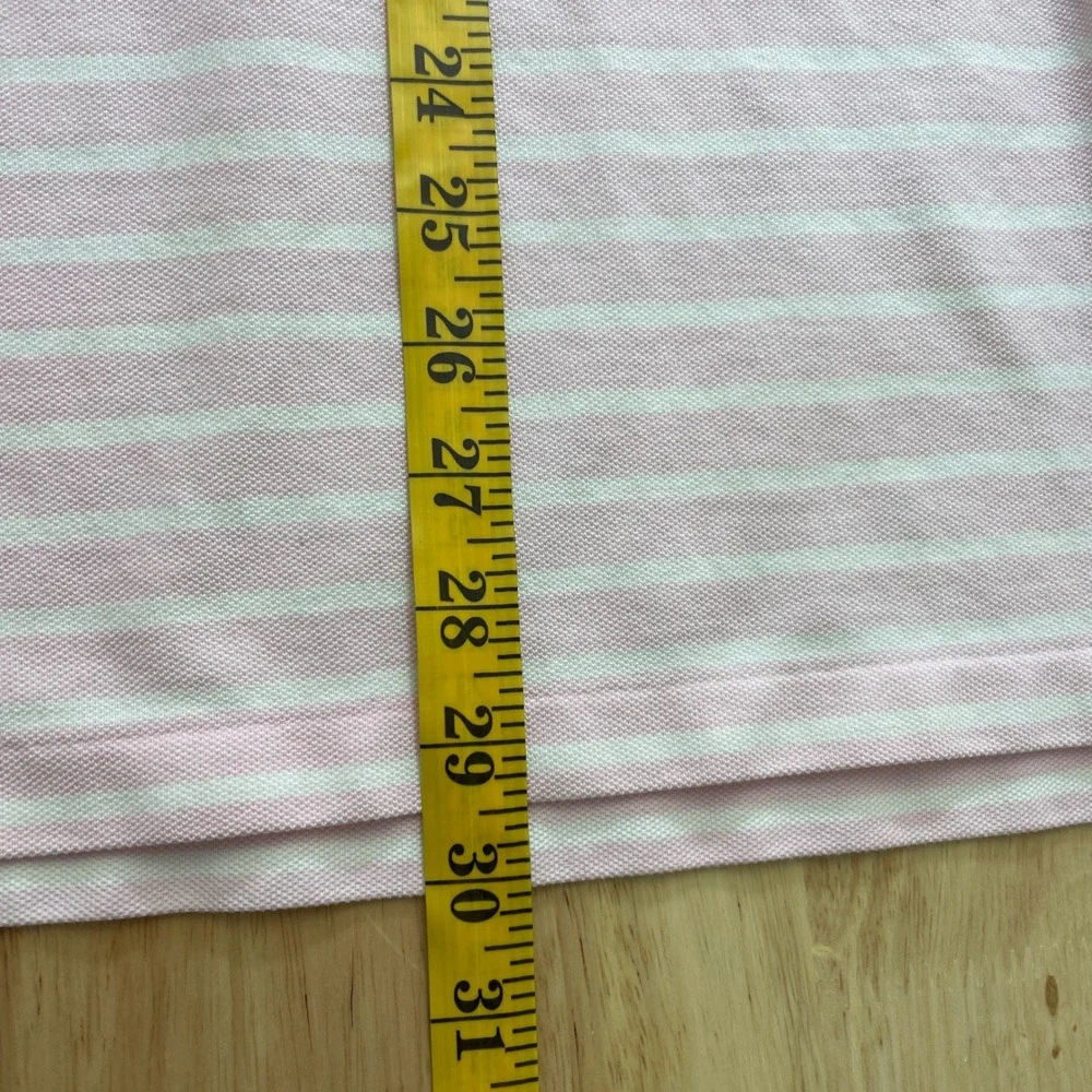 Ralph Lauren‎ Knit Oxford Polo Shirt Mens XXL Pink White Striped Short Sleeve